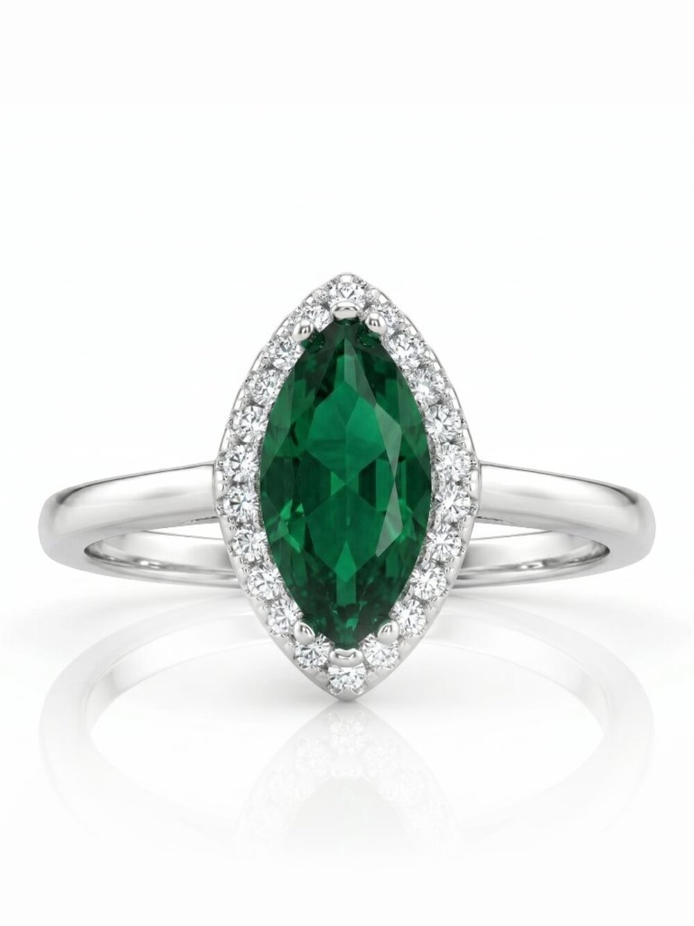 Emerald Green Marquise Gemstone Ring, 925 Sterling Silver Charmed Aroma